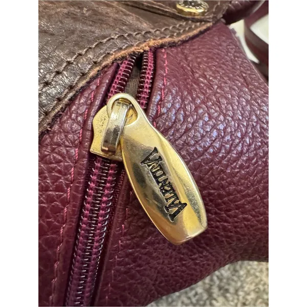 Valentina Italian Leather Burgundy Asymmetrical Crossbody Handbag Bag Purse Hobo - Image 12