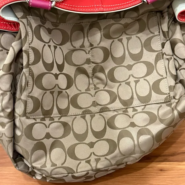 Rare Vintage Authentic COACH 9286 Leather Red-Orange/Pink Hampton Carryall Tote - Image 15