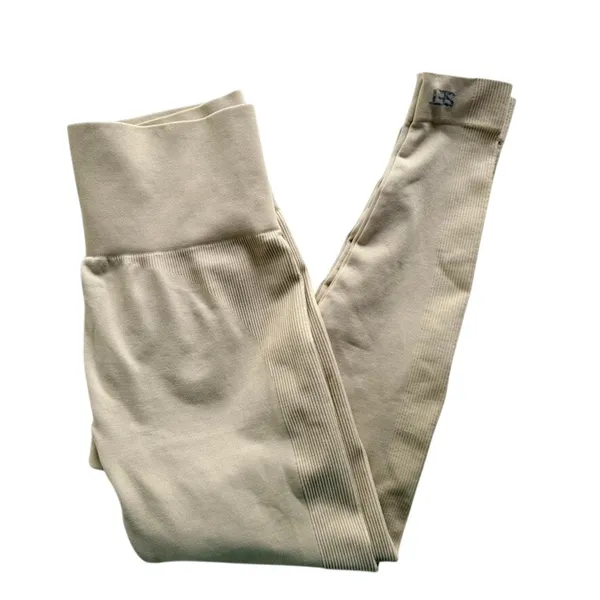 Set Active Sculptflex Legging Tight Size Medium Beige Oatmilk High Rise Seamless - Image 2
