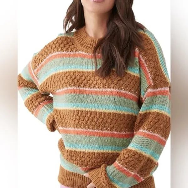 Hurley ladies pullover cozy argyle‎ crewneck sweater size medium - Image 2