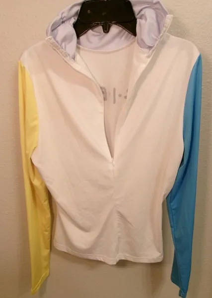 Friends Logo Colorblock Turtleneck Top - White, Blue & Yellow - Image 3