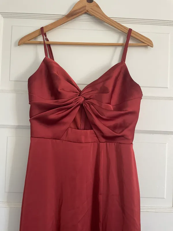 Azazie Jenna Rust Satin Formal Dress - Image 5