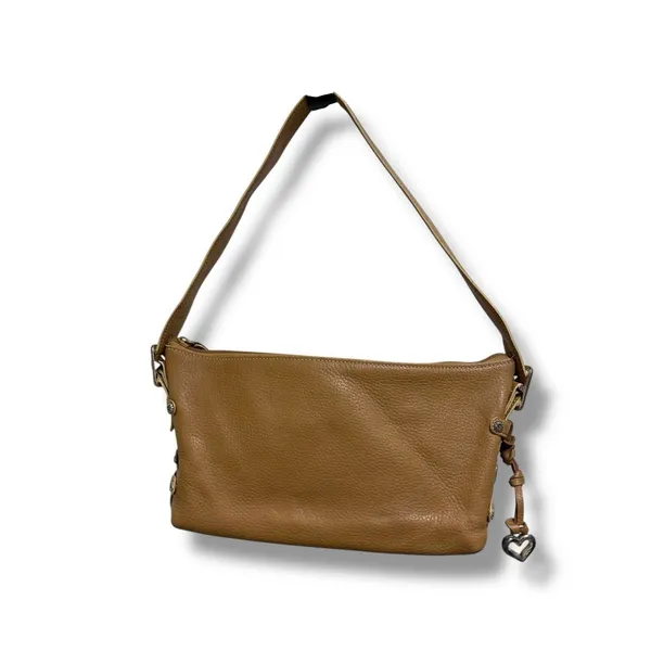 Vintage‎ BRIGHTON Leather Latte Vivica Zip Top Hobo Bag w/Silvertone Accents - Image 6