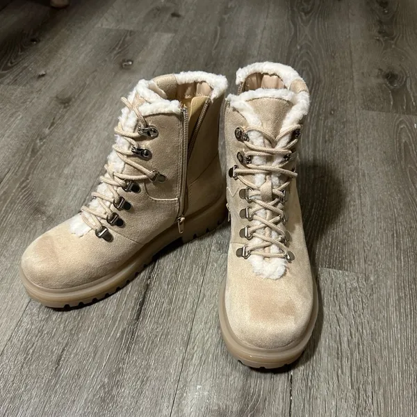 Soda Beige Lace-Up Winter Boots - Image 2