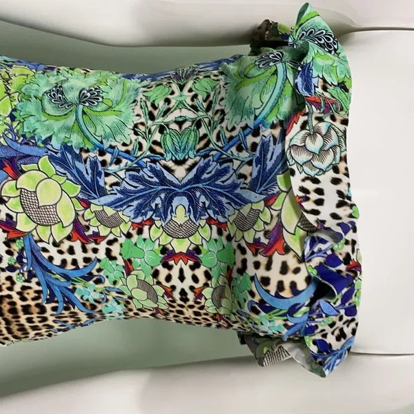Just Cavalli ruffle leopard floral strapless dress - Image 3