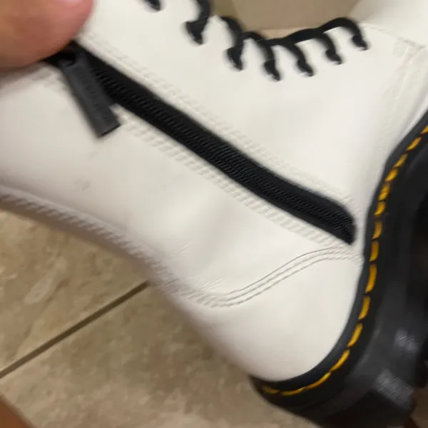 Dr Martens‎ Jadon White Leather Platform Combat Boots Side Zip 8-Eye US 7 lady - Image 9