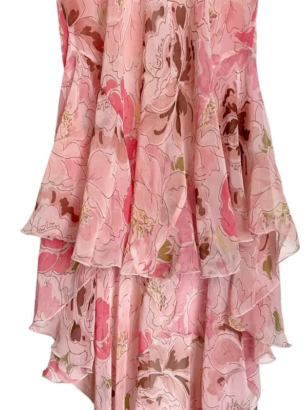 Victoria's Secret Vintage Pink Floral Halter High-Low Dress - Image 4