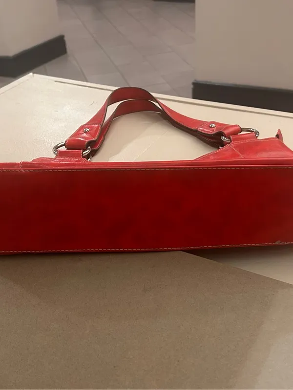 Nine West Vibrant Red Leather Shoulder Tote - Image 8