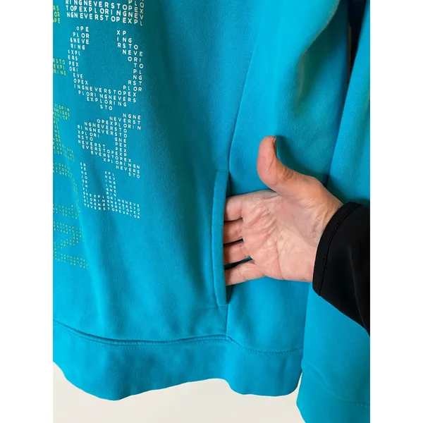 The North Face Printed Long Sleeve Drawstring Hoodie Blue Women Large Classic - Image 5