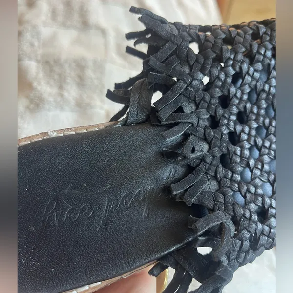 Free People Black Leather Woven Women's Slip-On Shoes Size 40 - Image 6