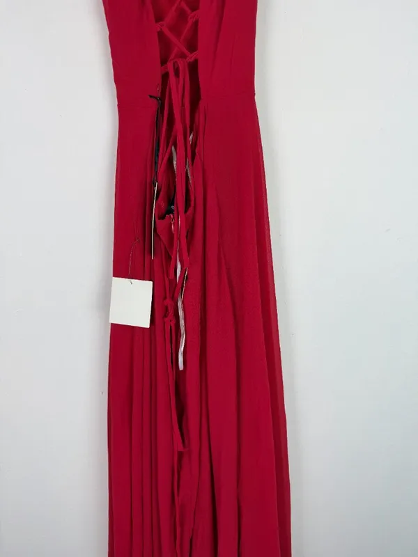 NWT Lulus Strappy To Be Here Red Lace-Up Maxi Dress Size Medium M NEW - Image 8
