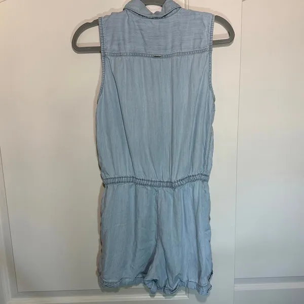 Prana Weekend Escape Romper‎ Women's Vintage Blue Tencel Lyocell Chambray Small - Image 4