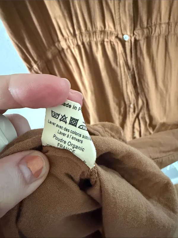 Ruffle-Collar Long Sleeve Button Poudre organic Camarine madame dress - Image 10