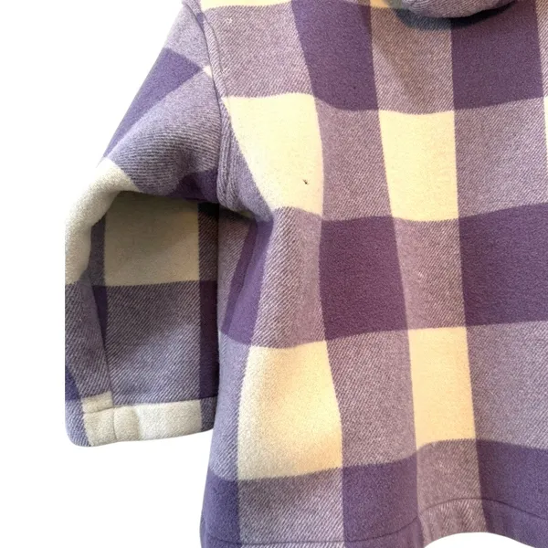United Colors of Benetton Hooded Wool Coat Purple Plaid Women’s 38 - Image 9