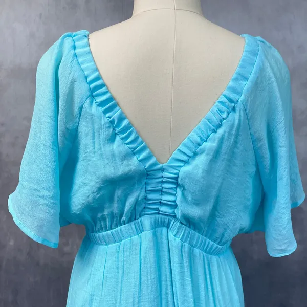 Boston Proper Women Tiered Gauze Maxi Dress Size XL Flutter Sleeve Flowy Coastal - Image 6
