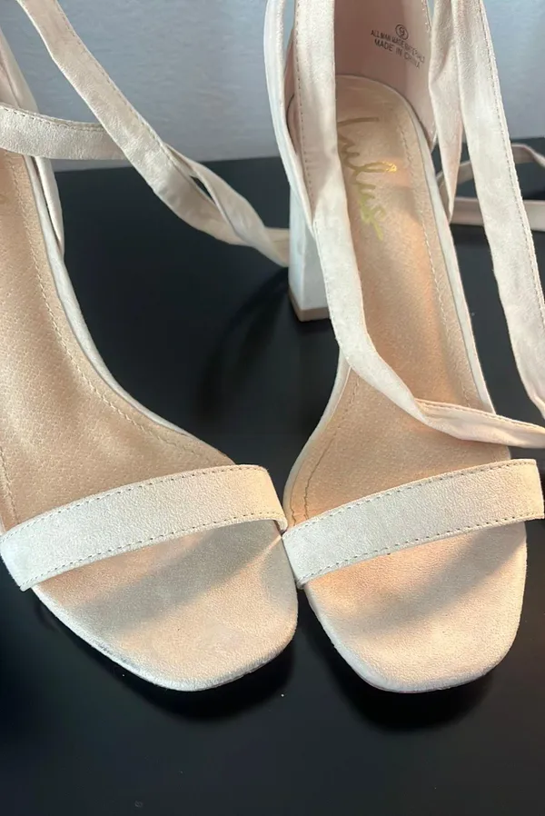 Beige Wrap Around Heels - Image 3
