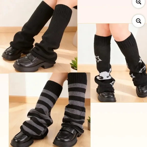 Black and White Skull Punk Leg Warmers - Image 3