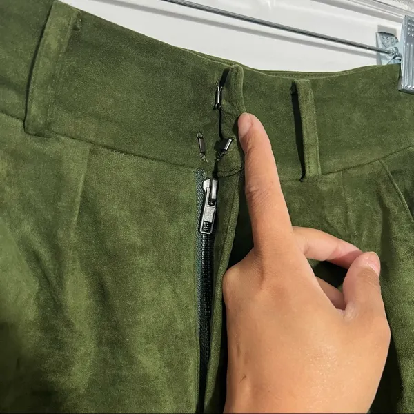 Lovers + Friends Lilith Pants High‎ Waist Faux Suede Green XXS Quiet Luxury Fall - Image 4