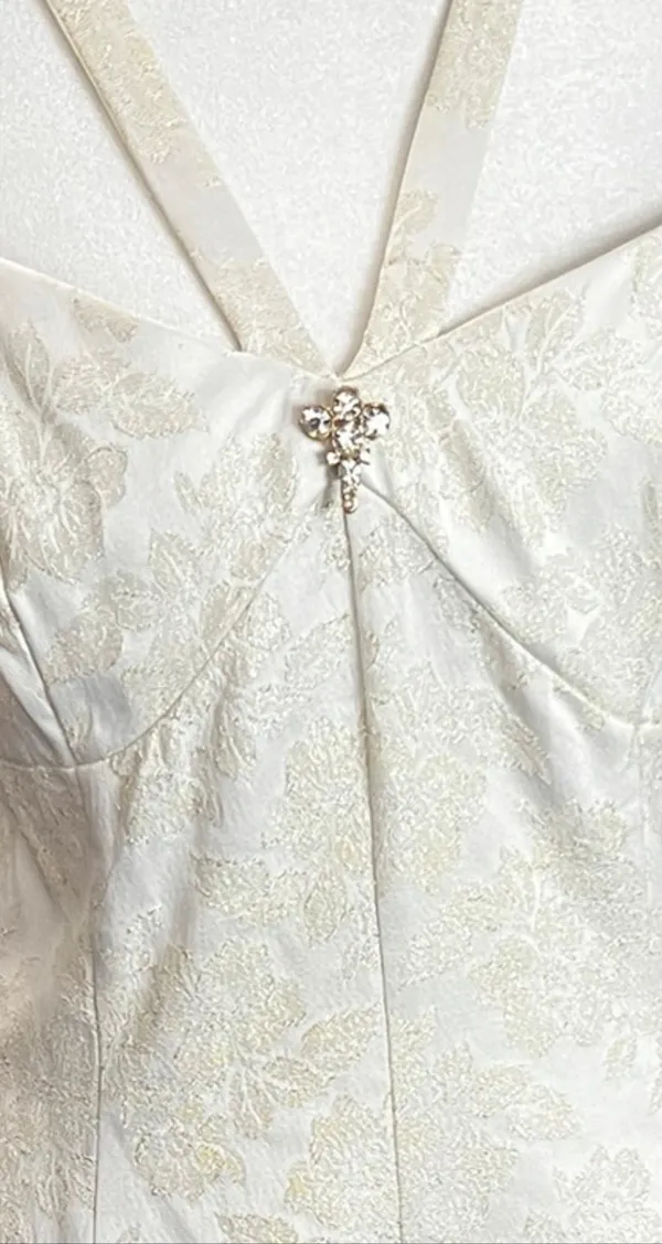 Jessica McClintock Gunne Sax Vintage Ivory Brocade Corset Dress 9/10 - Image 5