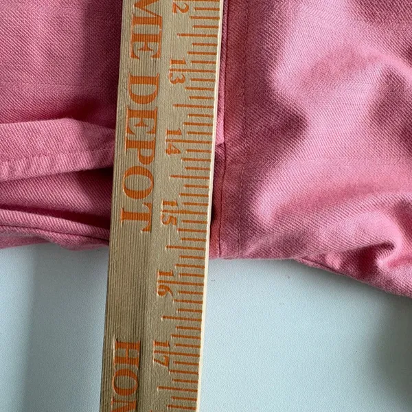 Madewell Button Front Jumpsuit Womens 4 Pink Herringbone Short Sleeve‎ Wide Leg - Image 7
