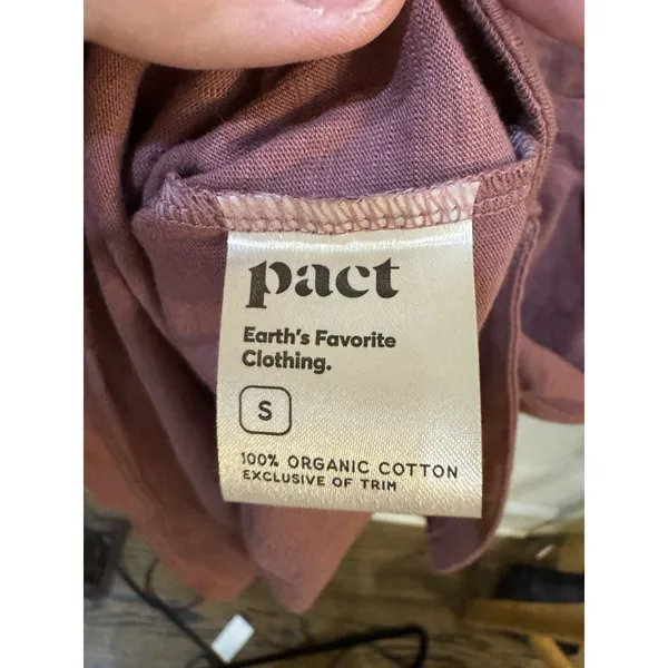 Pact organic cotton mauve tie-waist dress crew neckline Size Small Gorpcore - Image 5