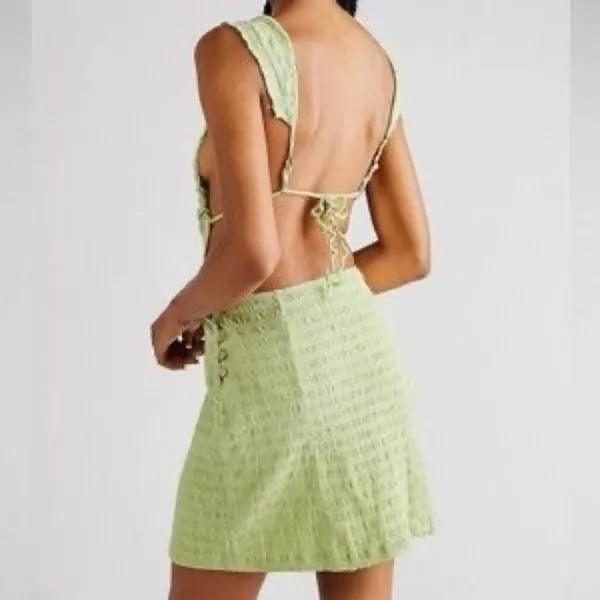 NWOT Free People Beyond Chic Mini Dress Blue size Medium - Image 4