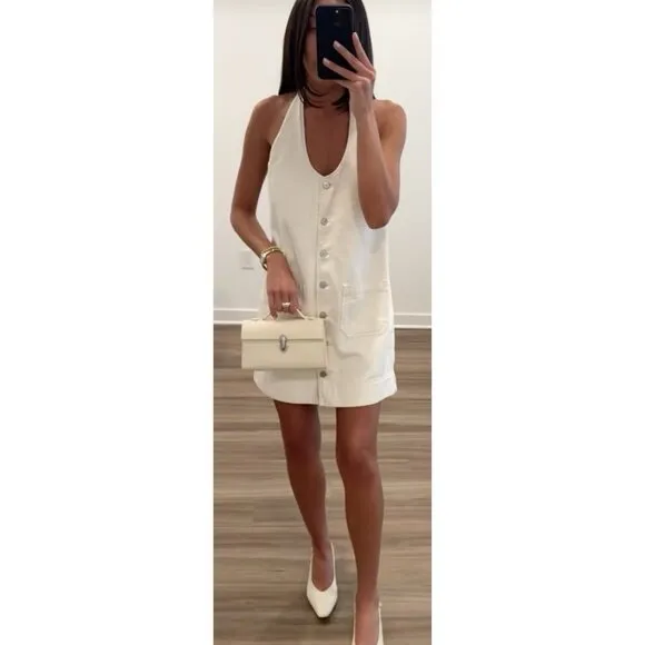 Reformation Brittany Denim Halter Mini Dress, Size Medium, $198 - Image 5