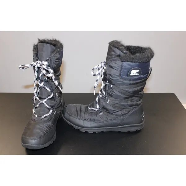 Sorel Whitney Short Lace Boots Womens 9.5 Black Waterproof Winter Snow NL3085 - Image 3