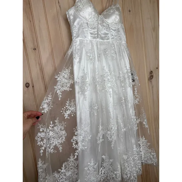 NWT Lulus My Darling Daydreamer White Lace Bustier Midi Dress Cocktail Size S - Image 4