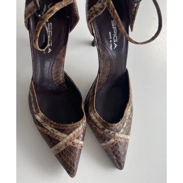 Vintage Via Spiga Snake Skin Leather Brown Multicolor Women’s Sz 8 Italy RARE - Image 2