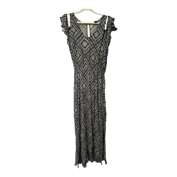 AQUA Black/White‎ Printed Maxi Dress, Large - Image 2
