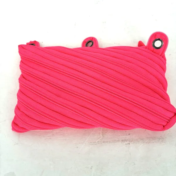 ZIPIT Monster Pencil Case Hot Pink Zipper Pouch School Makeup Bag 9" NEW - Image 2