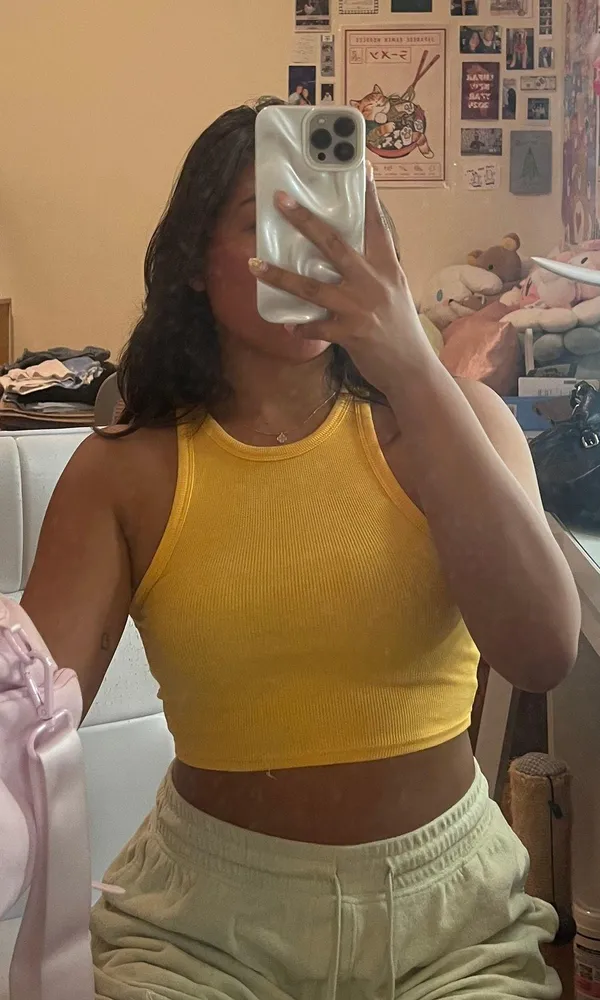 ZARA Orange Ribbed Tank Top - Image 3