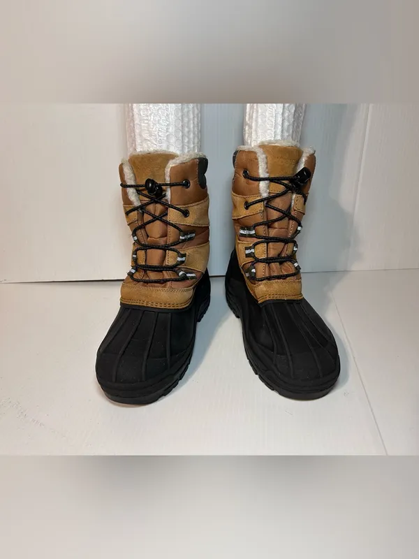 Lands End brown leather winter snow boots size 7 M - Image 3