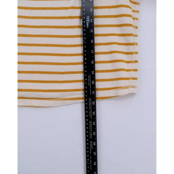 Mile(s) by Madewell Sweatshirt Womens Medium Yellow Ivory Striped Raglan Sleeve - Image 10