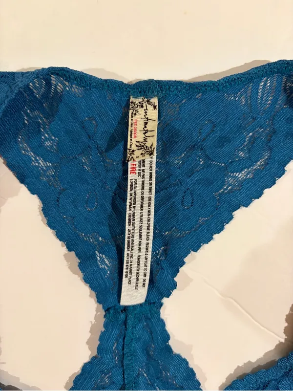 Intimately Free People Galloon Teal Blue Lace Racerback Bralette Size Medium - Image 4