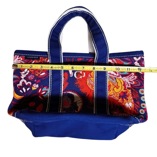 Lands' End Navy W/ Red Paisley Open Top Mini Boat Tote Bag Canvas - Image 8