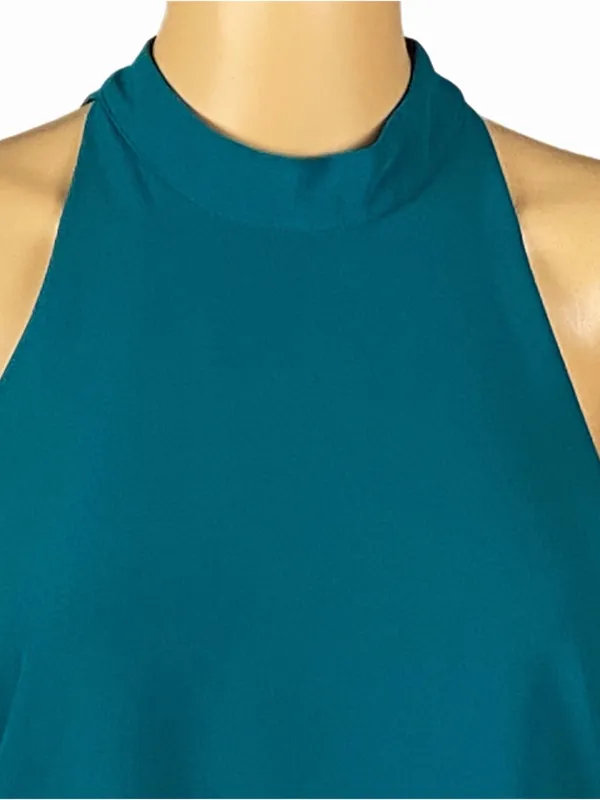 LOVERS + FRIENDS Teal Halter High Neck Swing Mini Dress Pockets Size XS - Image 3