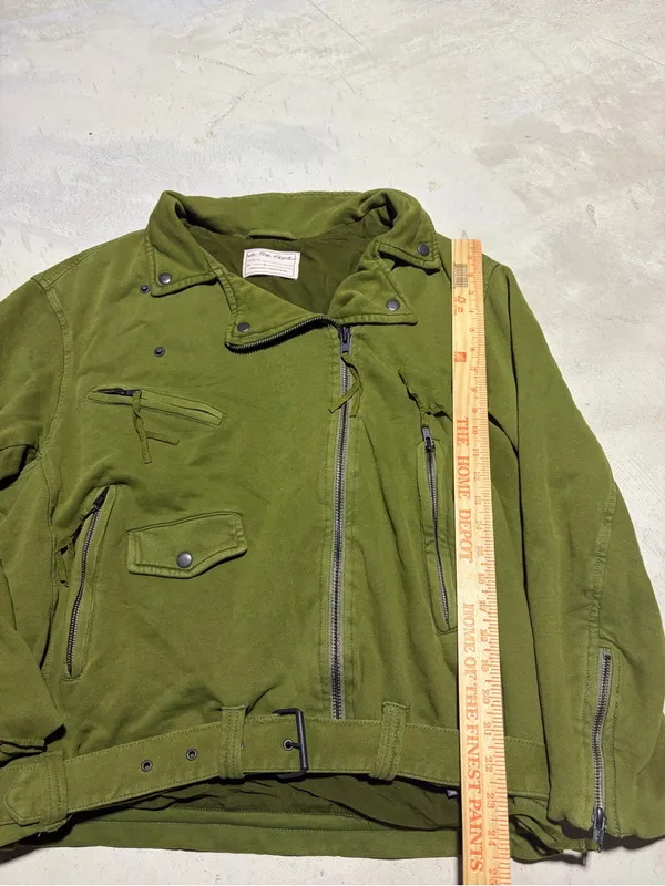Free people we the free rebel knit oversized Green Women's Moto Jacket large - Image 4