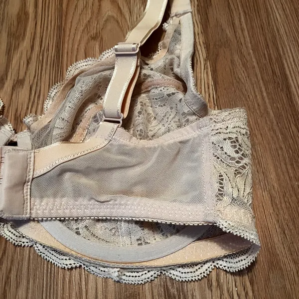 Felina Like New 36DD 115073 Peridot Unlined Lace Mesh T Shirt Bra Women’s Nude Beige - Image 11