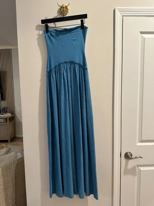 SOLID & STRIPED The Strapless Soglio Dress in French Blue Size Small - Image 7