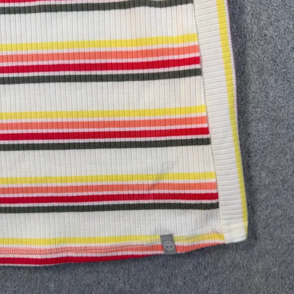 T by TALBOTS Women's M Striped Rib-Knit Short Sleeve T-Shirt Top White Red - Image 3