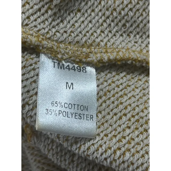 THML Textured Peplum Bell Sleeve Top Women M Mustard Whipstitch Crew Neck Boho - Image 4