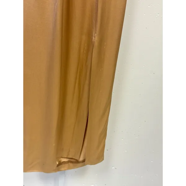 Vintage Jessica McClintock Gunne Sax Gold Satin Halter Maxi Dress Embroidered - Image 4