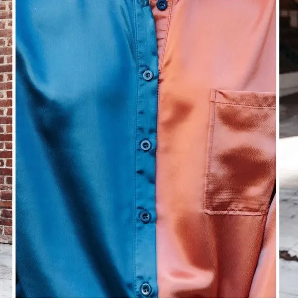 VICI Kamia Satin Colorblock Button Down Blouse B18‎ - Image 3