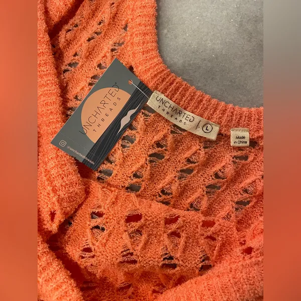 NWT Uncharted Threads Size L Coral Stretchy Knit Crochet Terry Cover Up Dress - Image 10