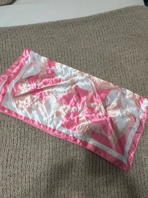 Pink and white floral silk scarf #floral #silkscarf #accessories - Image 3