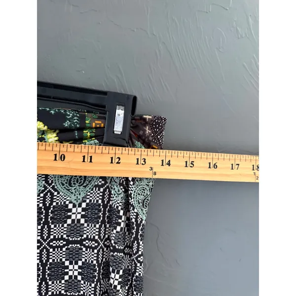 SJ Boho Large Black Green‎ Paisley Geometric Print Strapless Midi Made in USA L - Image 5
