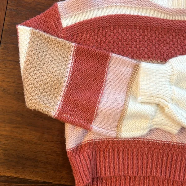 Altar'd State Striped Sweater - Pink, Cream, Tan - Image 3