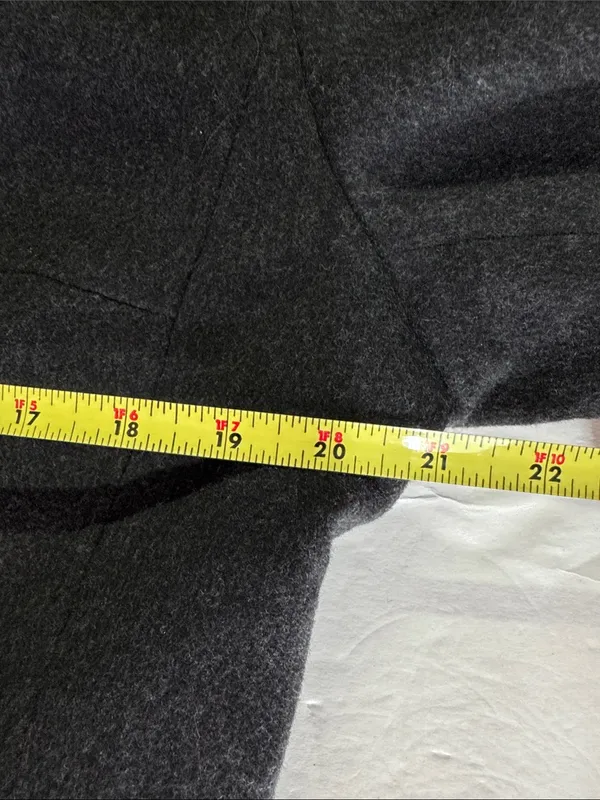 Anne Klein black dark Charcoal Gray Tailored Trench car Coat 100% wool winter - Image 14